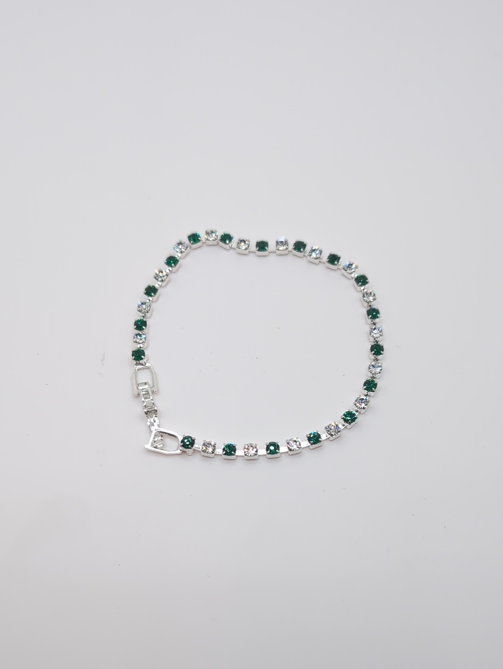 Elegant Sparkly Green & Silver Tennis Bracelet Made With Swarovski Crystals NEW! - Picture 9 of 11
